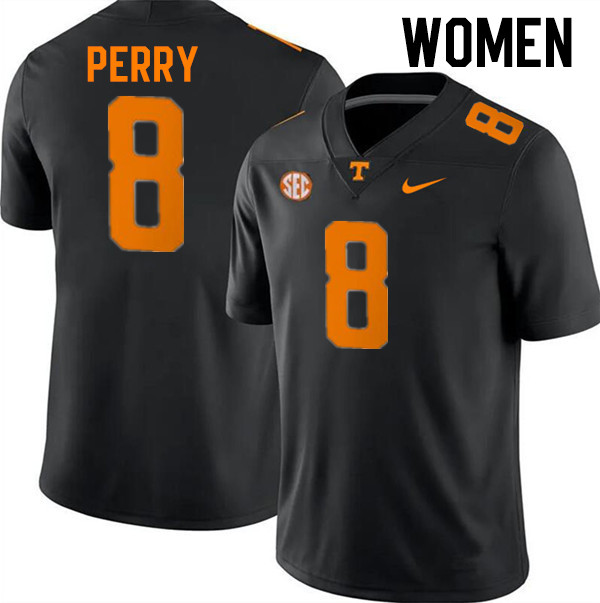 Women #8 Kalib Perry Tennessee Volunteers College Football Jerseys Stitched-Black